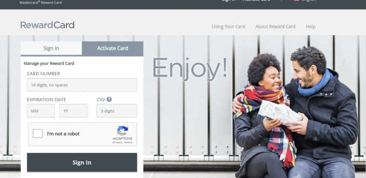 Visa Rewards Card Login page