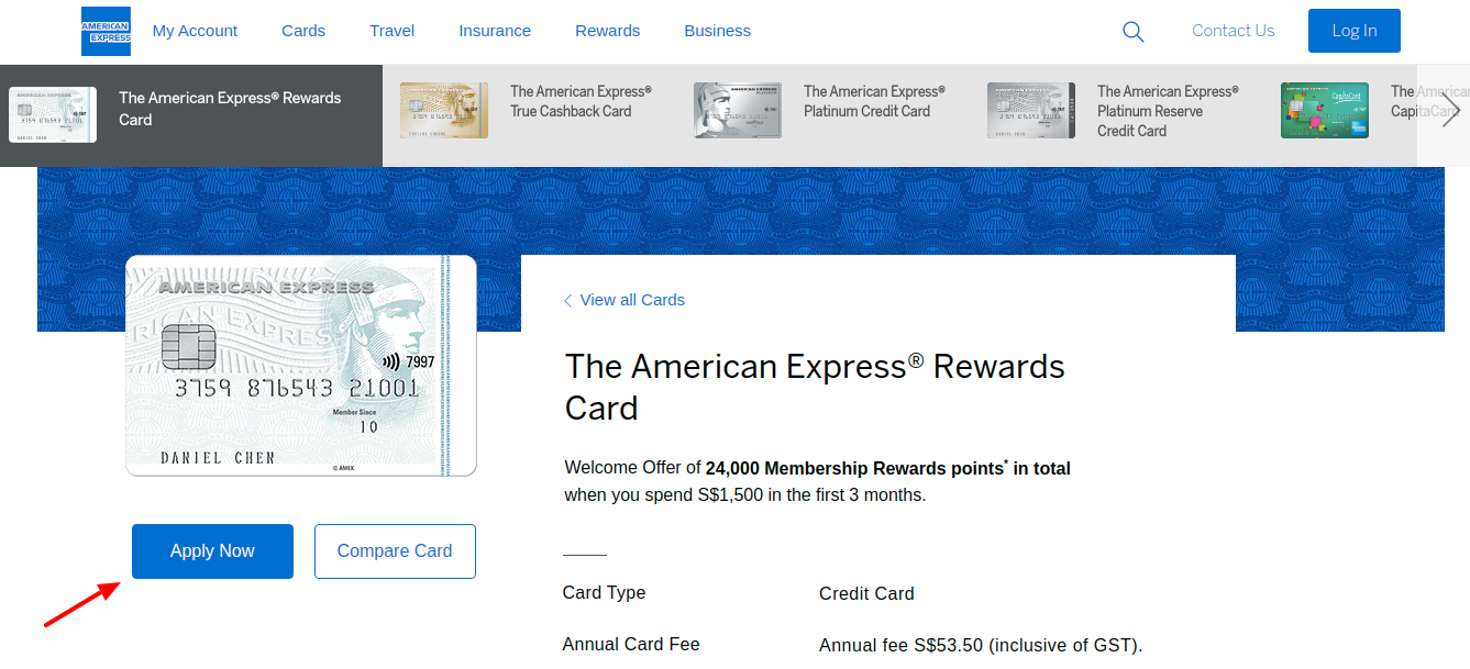 American Express Rewards Card Apply