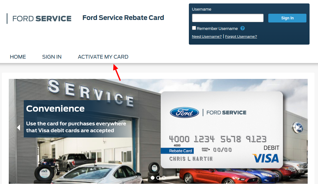 Ford Service Rebate Card Activate