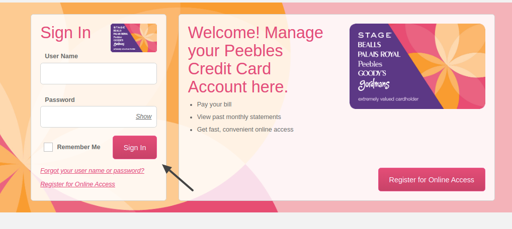 Peebles Credit Card Login