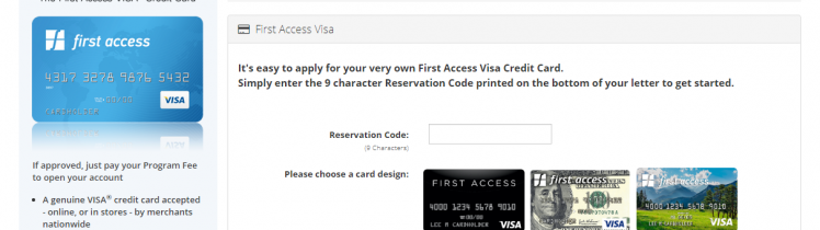 apply for the First Access Visa Credit Card