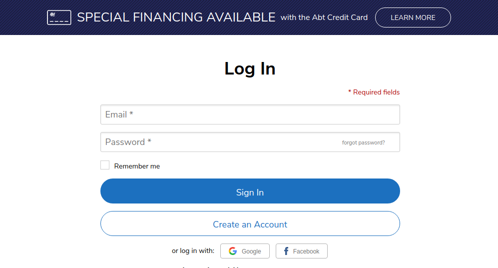 Abt Financing Credit Card Login