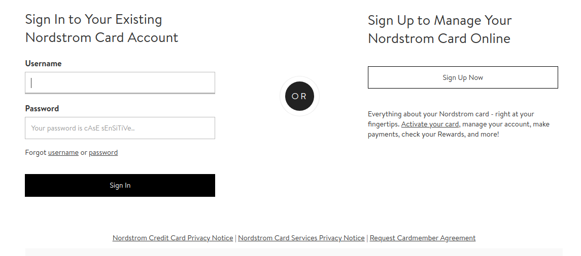 Nordstrom Credit Card Login