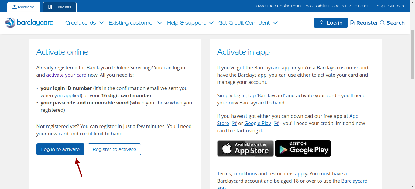 barclaycard card activation