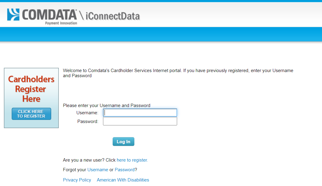 comdata credit card login