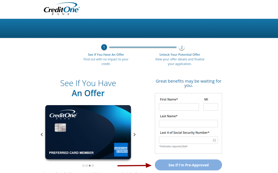 credit one credit card pre approval