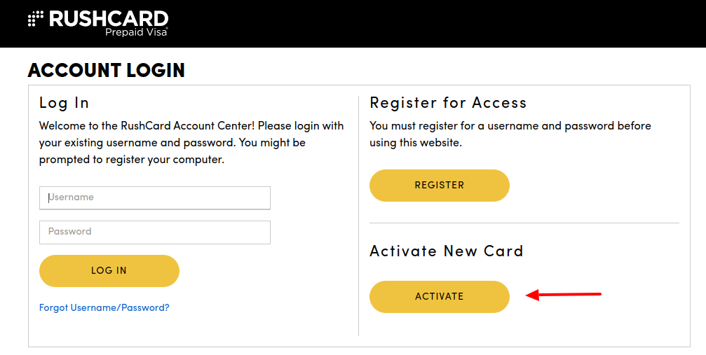 rushcard activation