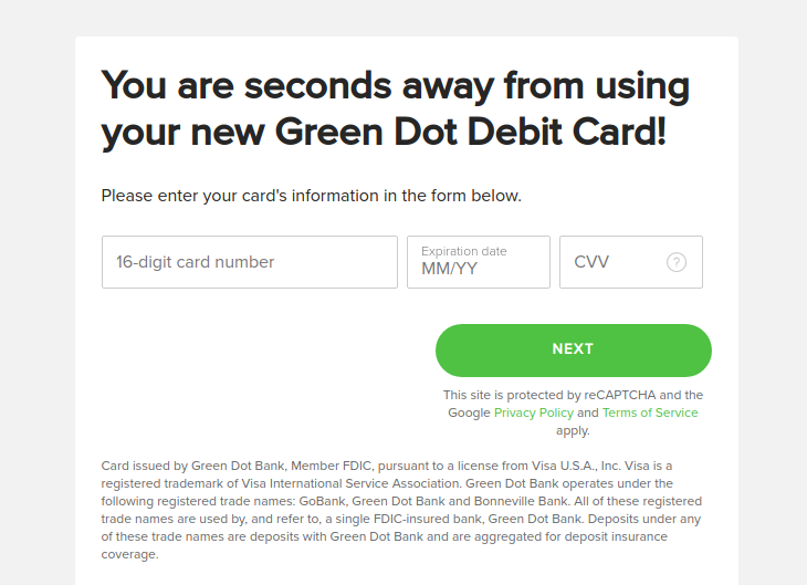 green dot debit card activation