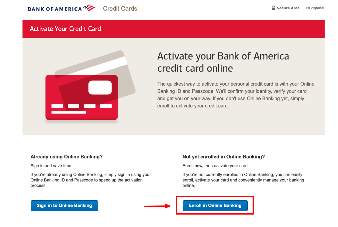 bank of america credit card enroll