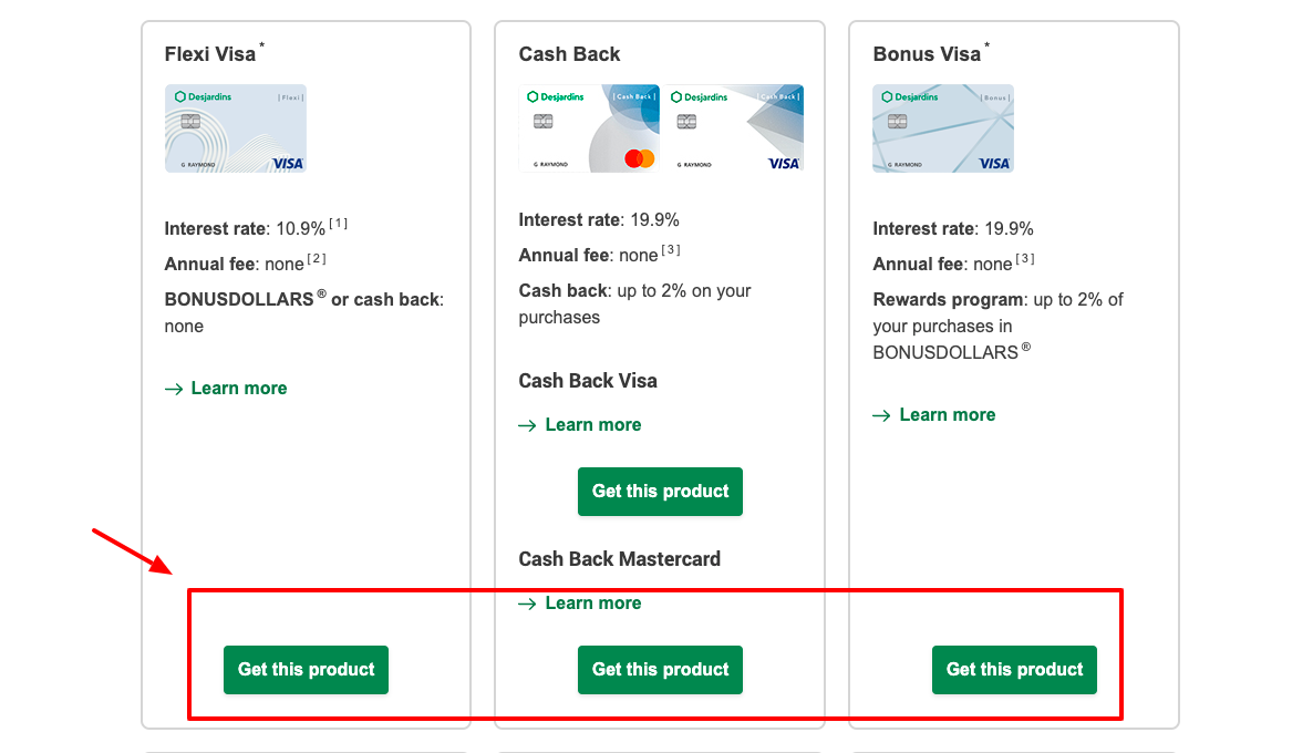 desjardins credit card application