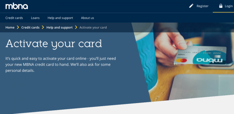 mbna credit card page