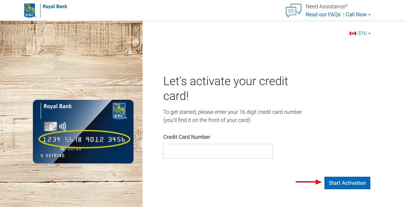 rbc credit card activation