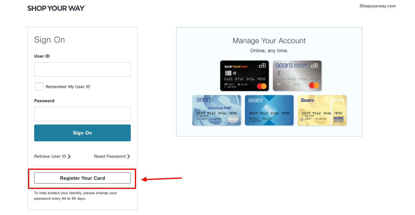 shopyourway credit card register