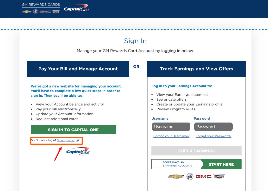 gm rewards credit card sign up