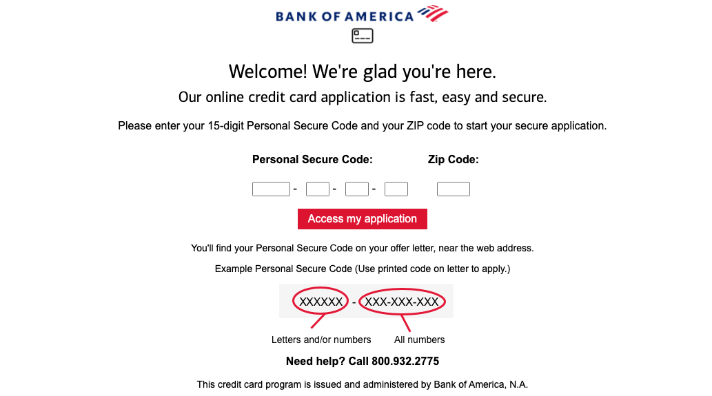 bank of america my new card application