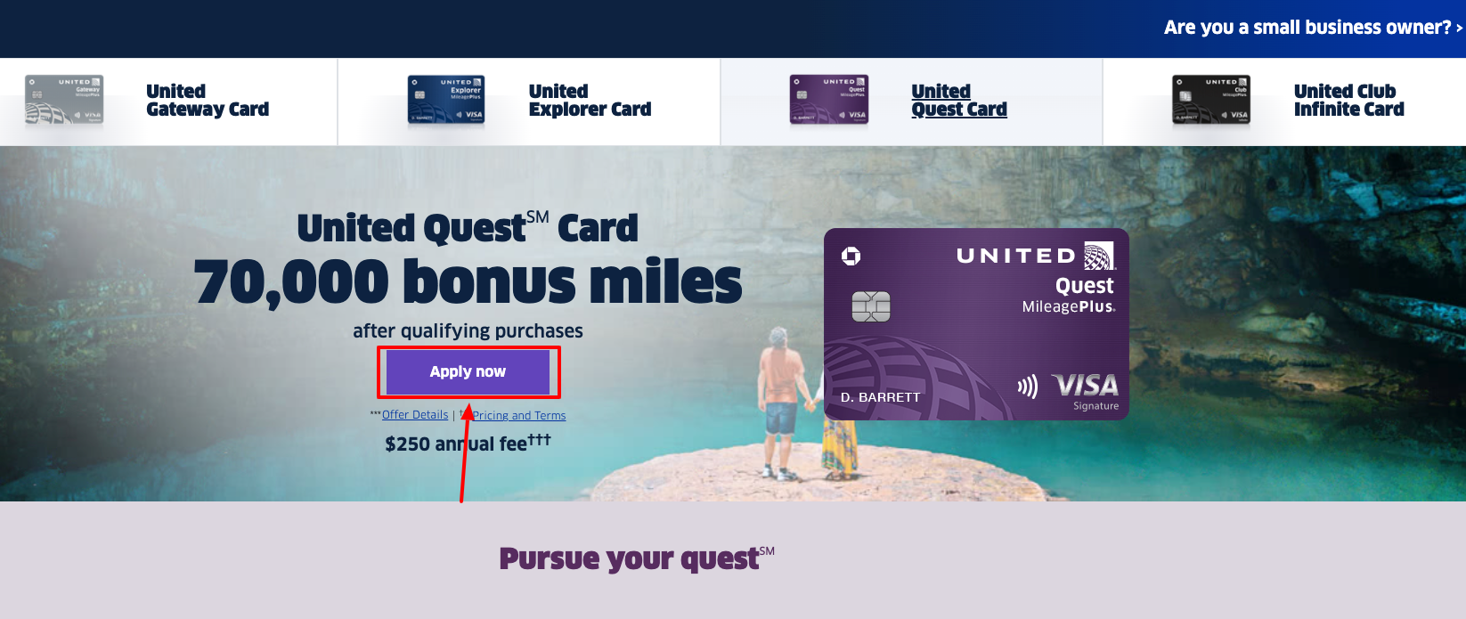 united quest mileage plus card apply