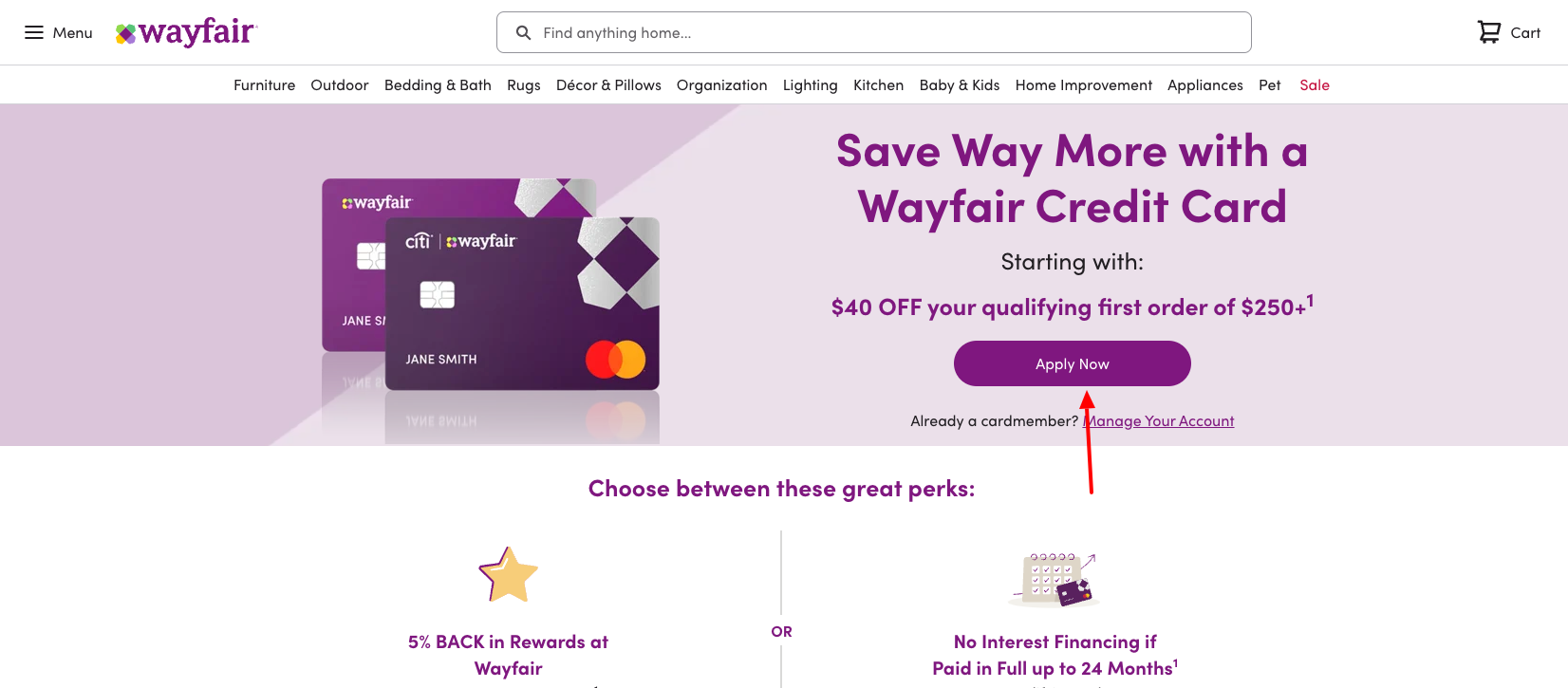 wayfair credit card apply