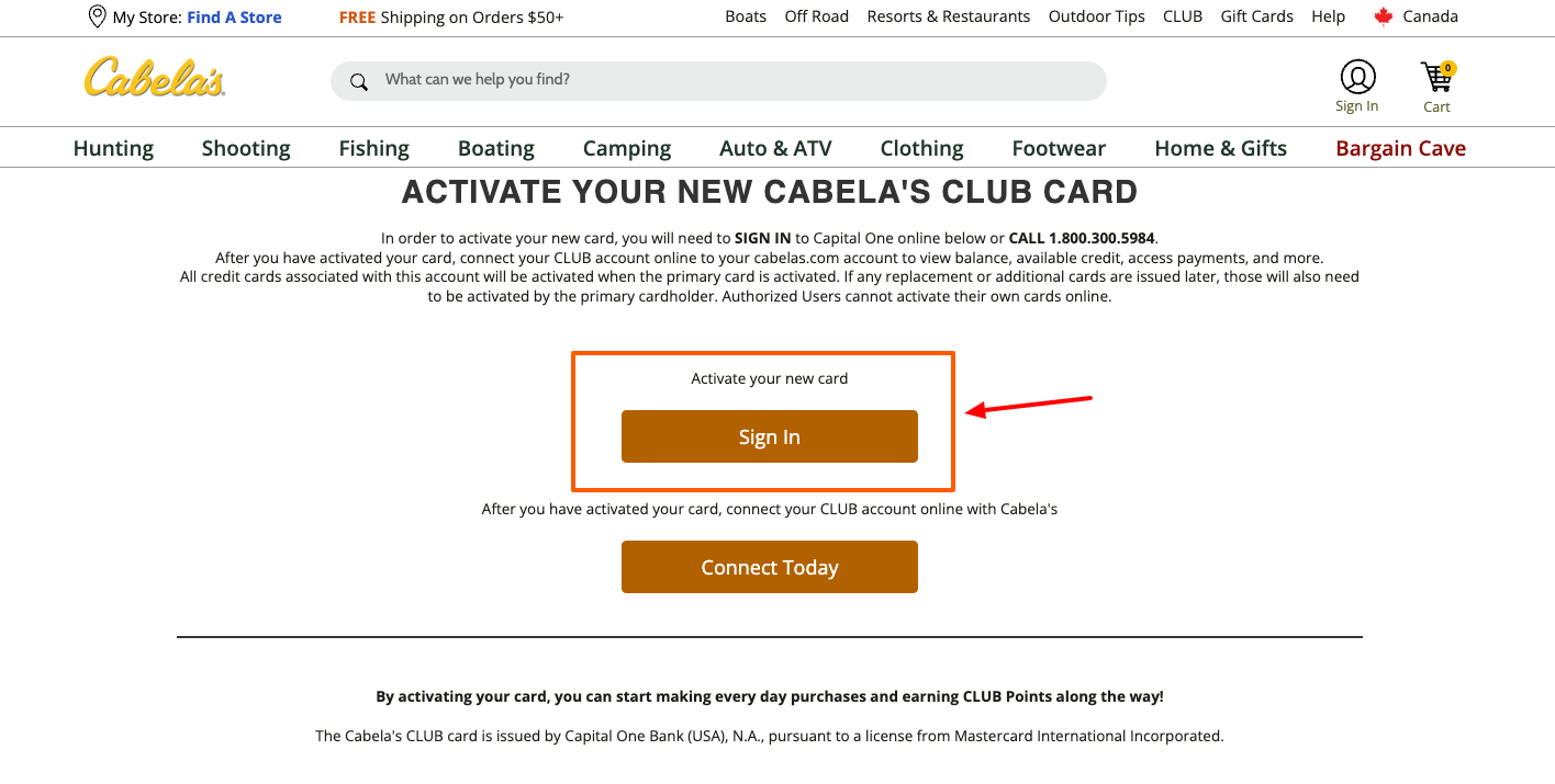 cabelas club card activation