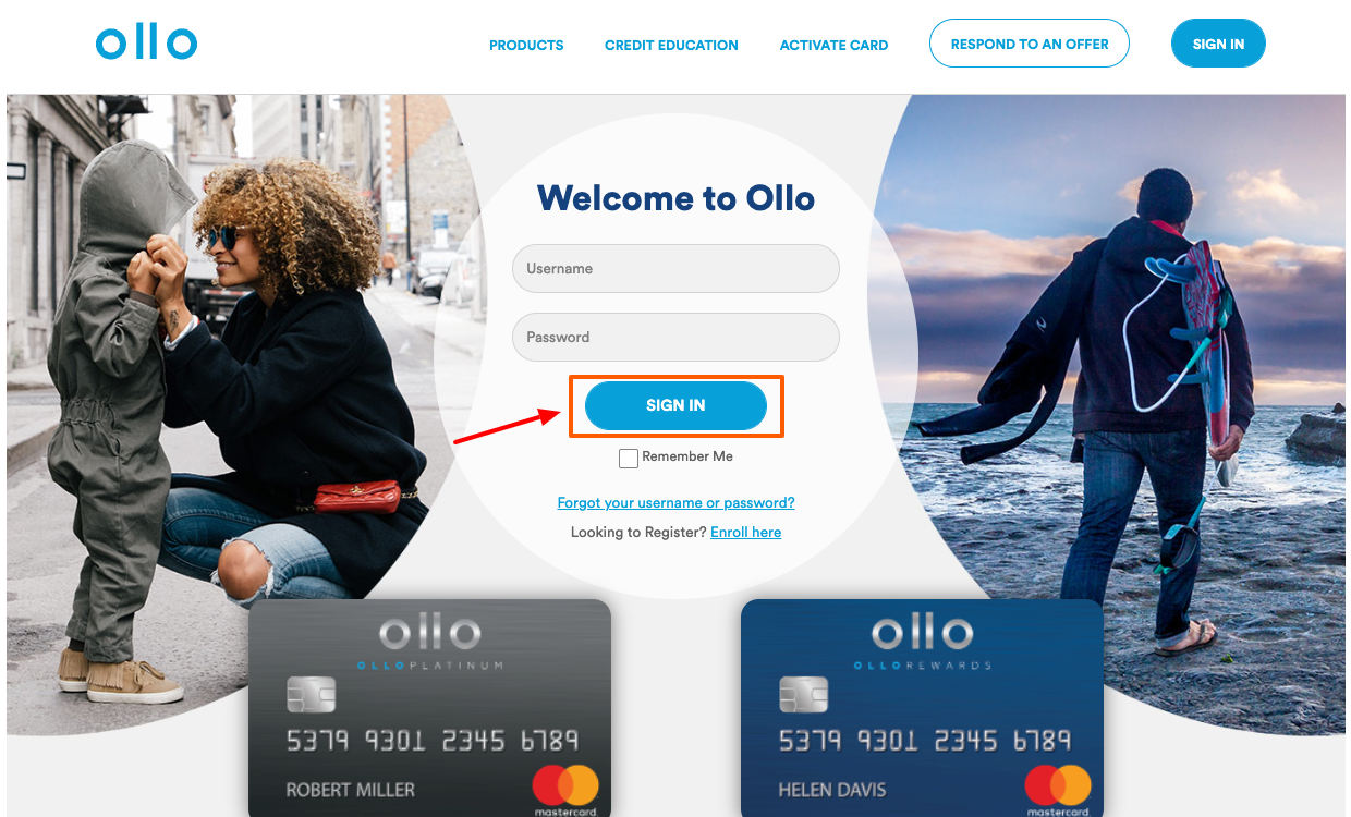 ollo card login