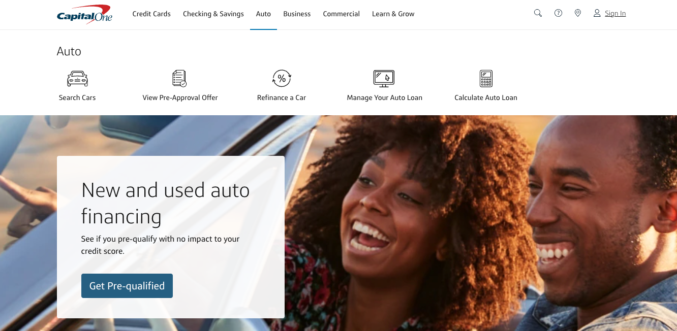 Capital One Get Pre Qulified page